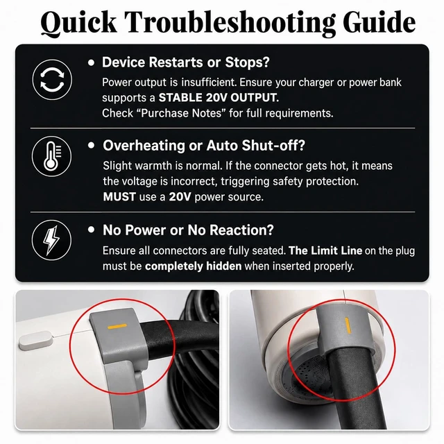 Alt view image 5 of 7 - Jeasun USB-C PD Cable for ResMed AirMini, 20V to 24V, 5.2 ft