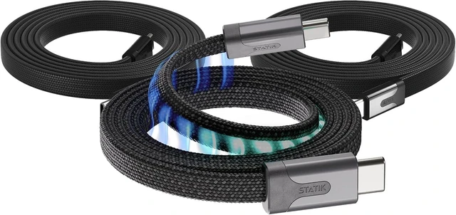 Main image of Statik MagStack Slim Pro USB C to C Flat Coil Magnetic Charging Cable, 100W