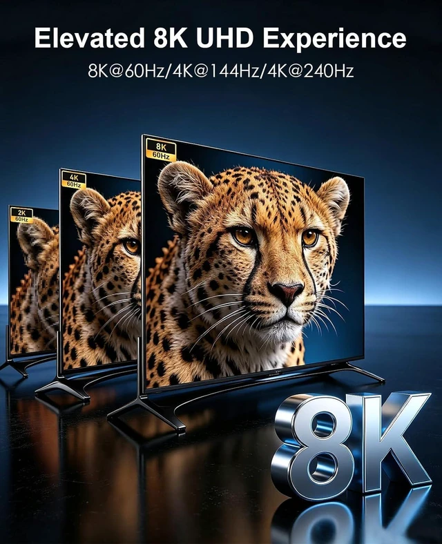 Alt view image 5 of 7 - 8K DisplayPort to HDMI Cable 30 ft, Uni Directional, 8K@60Hz, 4K@240Hz