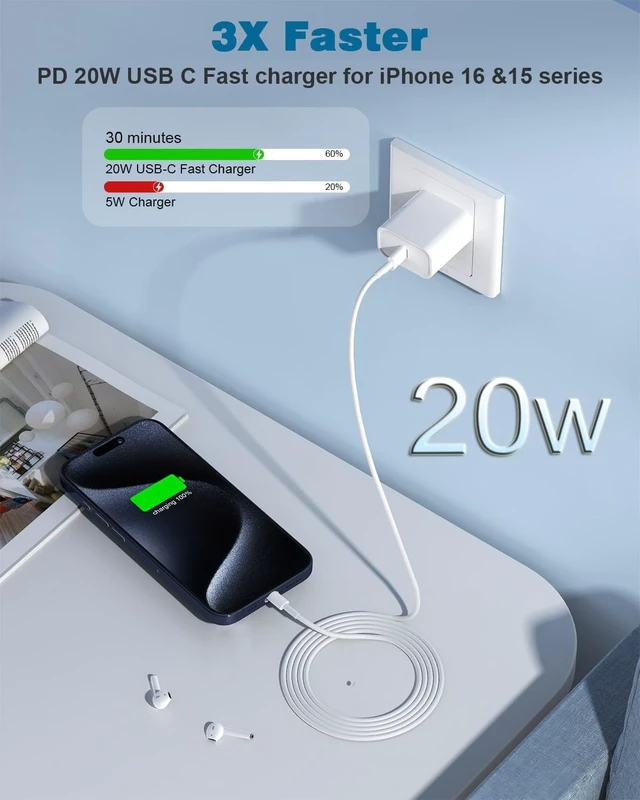 Alt view image 3 of 7 - 10FT Apple iPhone 17 16 Charger,2 Pack Extra Long 10 Foot Type C Cable Cord