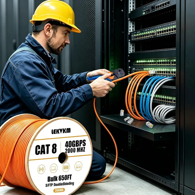 Alt view image 4 of 7 - Cat8 Ethernet Cable Bulk, Blue, 650 ft