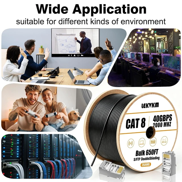 Alt view image 5 of 7 - Cat8 Ethernet Cable Bulk, Blue, 650 ft