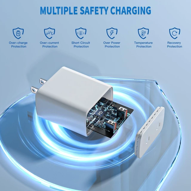 Alt view image 4 of 7 - 45W Apple 17 16 15 Fast USB C Charge Block, 2-Pack Apple Charger Plug & 10FT Long USB C Cable Cords,iPhone 17 Charger Fast Charging,Compatible with iPhone 17/16/15/Air/Pro/Pro Max/e/Plus/iPad/AirPods
