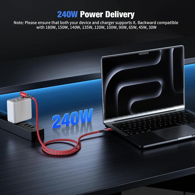 Alt view image 3 of 7 - USB C Camera Tethering Cable 10FT, 40Gbps 240W 8K@60Hz 4K@144Hz/ 60Hz for Canon R6 Mark II R5 R7 R8 R10, Nikon Z6II Z8 Z9 Z6III Z50II, Sony A7M5 A7M4 A1M2 A7R5 A7M3, Fujifilm XT5 XS20 XH2 XM5
