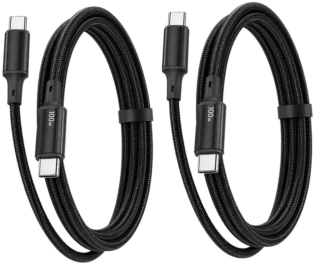 Main image of USB C to USB C Cable 3.3ft, 100W USB C Cable Fast Charging Type C to Type C Cable Braided Nylon Charger Cord for MacBook Pro/Air, iPad Pro/Air, iPhone 16/15, Samsung Galaxy S24/S23, Pixel (Black)