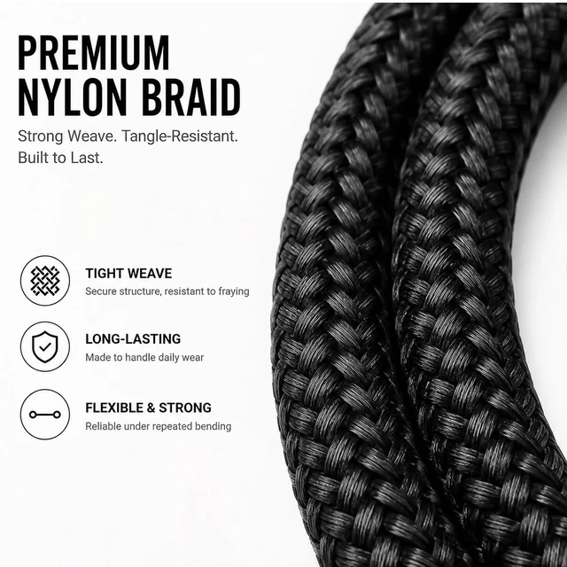 Alt view image 3 of 7 - USB C to USB C Cable 3.3ft, 100W USB C Cable Fast Charging Type C to Type C Cable Braided Nylon Charger Cord for MacBook Pro/Air, iPad Pro/Air, iPhone 16/15, Samsung Galaxy S24/S23, Pixel (Black)