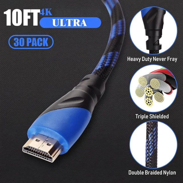 Alt view image 2 of 7 - Kanayu 30 Pack 4K Cable Compatible with HDMI Port Electronic Cable for High Speed Transmitting 18Gbps Braided Cord Compatible with Projector,Laptop,Monitor, Television, Computer(Blue,10 ft)