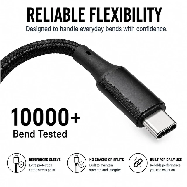 Alt view image 5 of 7 - USB C to USB C Cable 3.3ft, 100W USB C Cable Fast Charging Type C to Type C Cable Braided Nylon Charger Cord for MacBook Pro/Air, iPad Pro/Air, iPhone 16/15, Samsung Galaxy S24/S23, Pixel (Black)