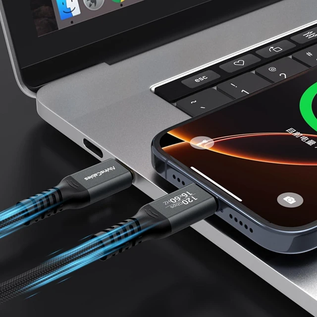 Alt view image 2 of 7 - Alvin's Cables Thunderbolt 5 Cable, 6.6ft USB-C to USB-C Cable 120Gbps Bandwidth 240W PD Fast Charging 16K Display, Compatible with Thunderbolt 4/3,USB4, for MacBook,Dock,eGPU