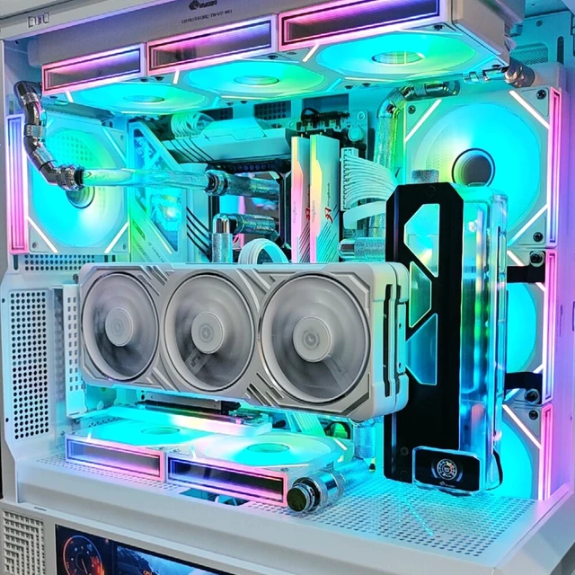 Alt view image 3 of 7 - PCIe X16 GEN5 Right Angle Riser Cable PCIe 4.0 and 5.0 with GPU Vertical Mount Bracket for RTX4090,RTX5090D, RX7900XT, RX9070 ATX (16cm GEN5 Black Bracket V3)