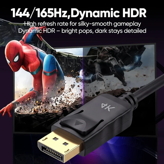 Alt view image 3 of 7 - 4K DisplayPort Cable 6FT 10-Pack,DP Display Port Gaming PC Cord 144/165Hz,