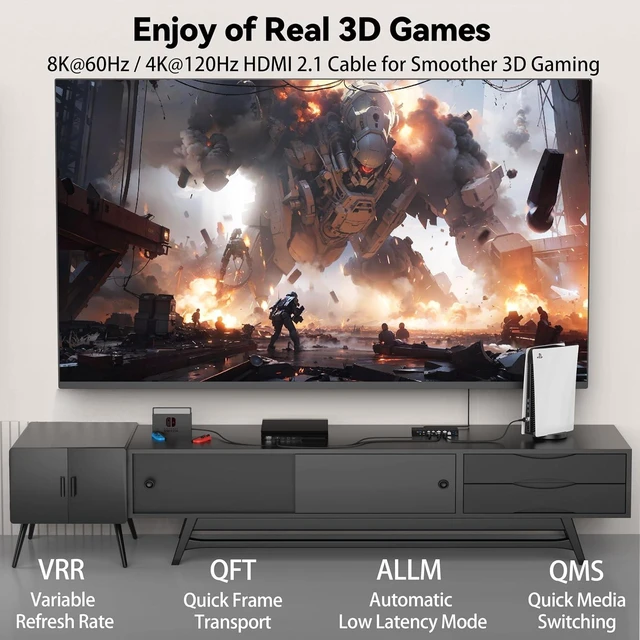 Alt view image 4 of 7 - 8K HDMI Cable 15FT 4-Pack, Ultra High Speed 48Gbps