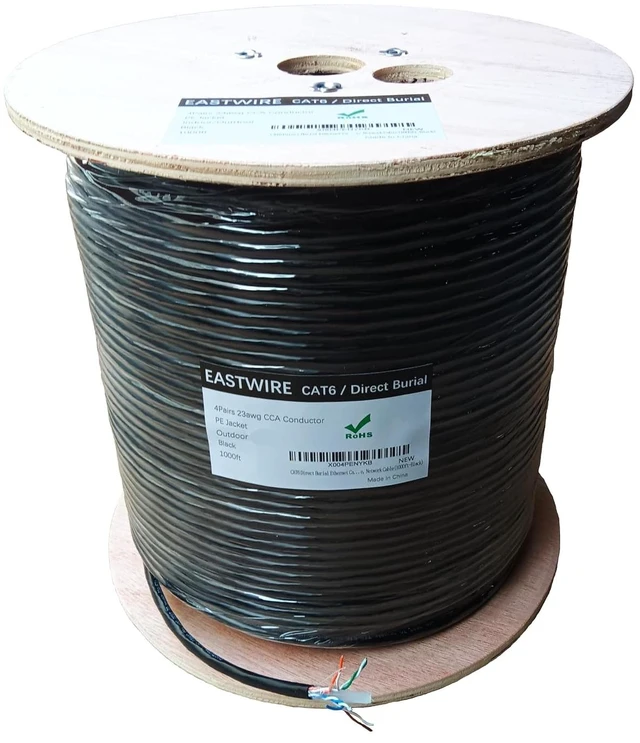 Main image of CAT6 Direct Burial Ethernet Cable 23AWG Solid CCA UTP for Network