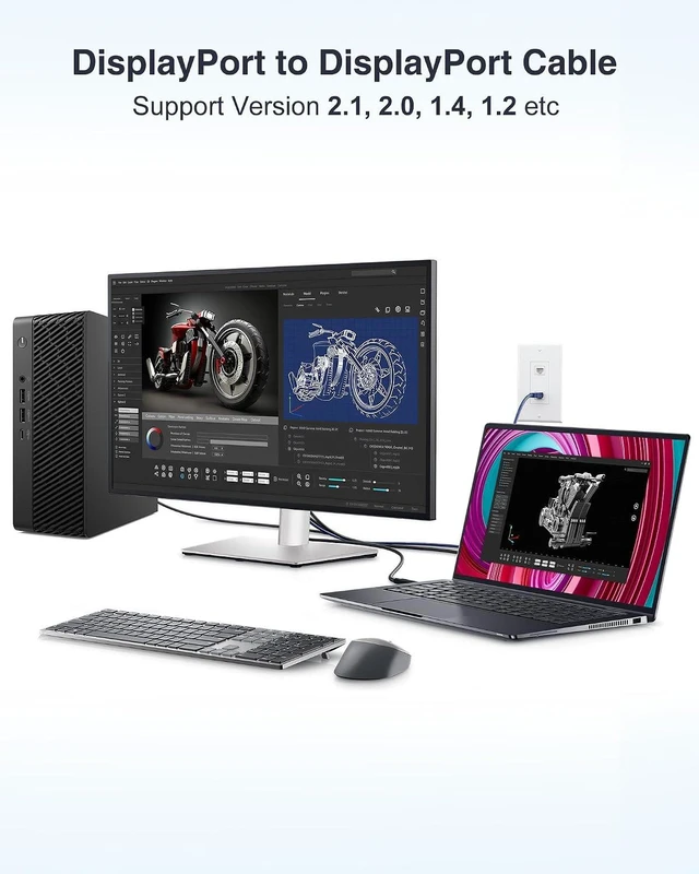 Alt view image 3 of 7 - Ubluker 10K 8K DisplayPort 2.1 Cable 54Gbps 50 FT, Certified DP to DP Cord 4K 240Hz 165Hz 144Hz 120Hz 10K 8K 120Hz Nylon Braided UHBR HDCP2.3 FreeSync G-Sync RTX5090 Gaming Monitor PC Projector