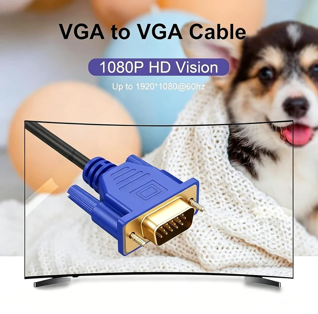 Alt view image 3 of 7 - VGA Cable 6FT 10-Pack, 15 Pin Male to Male, 1080P@60Hz Full HD Shielded VGA