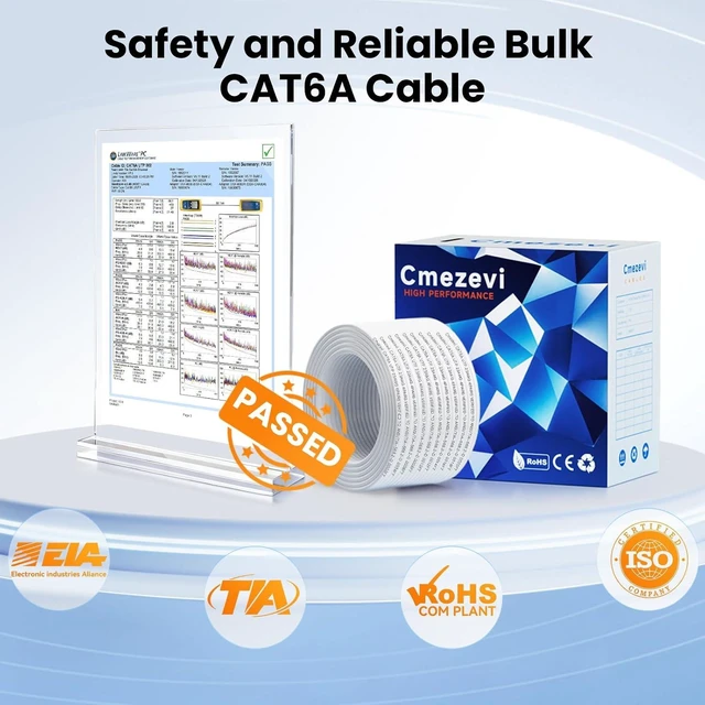 Alt view image 6 of 7 - Bulk CAT 6a Ethernet Cable 1000 FT, 10Gbps 23AWG CAT6a Cord, White