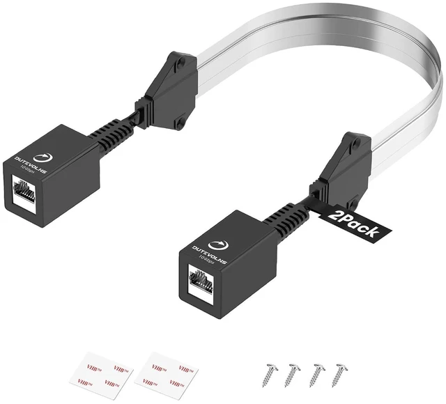 Main image of Cat6a Window Entry Cable 1.47FT 2Pack, Gigabit PoE Window Passthrough Cable