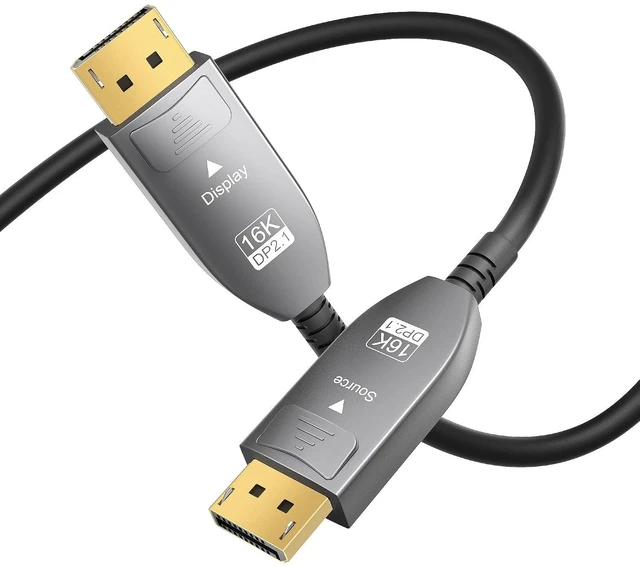 Main image of 16K Fiber Optic DisplayPort 2.1 Cable 65ft Long Active DP Cable 80Gbps