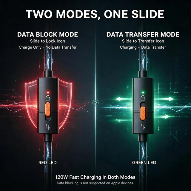 Alt view image 2 of 7 - USB-C Data Blocker Cable 120W Silicone Fast Charging Cable 3.3ft, Orange