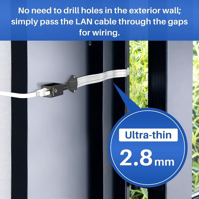 Alt view image 2 of 7 - Cat6a Window Entry Cable 1.47FT 2Pack, Gigabit PoE Window Passthrough Cable