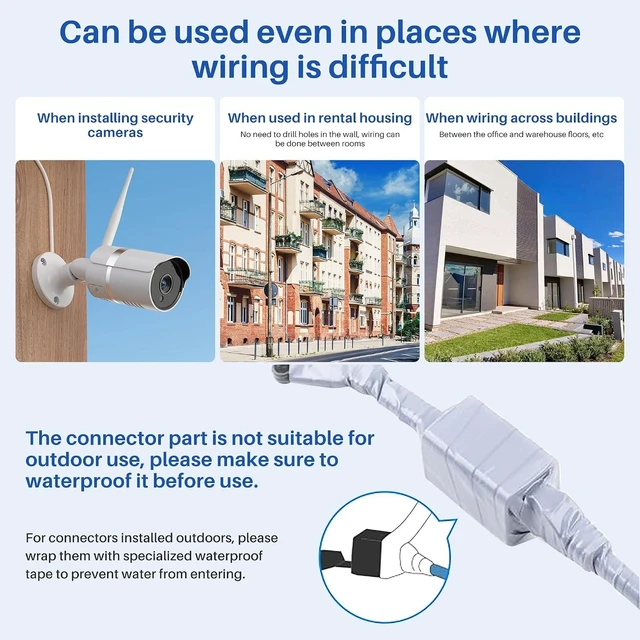 Alt view image 4 of 7 - Cat6a Window Entry Cable 1.47FT 2Pack, Gigabit PoE Window Passthrough Cable