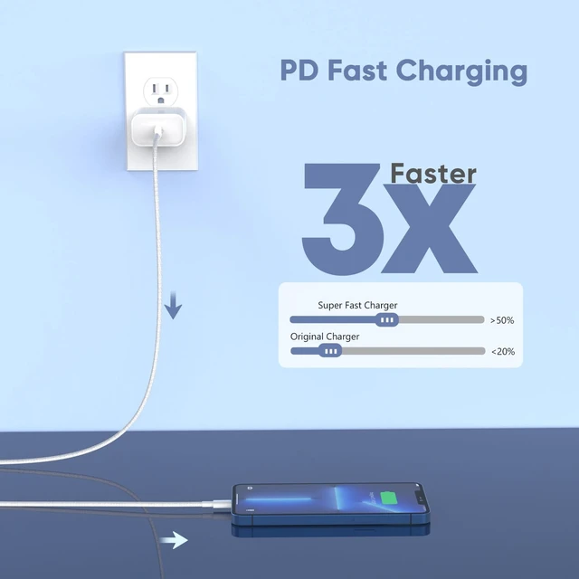 Alt view image 2 of 7 - iPhone 14 Charger Fast Charging,Fast Charger iPhone 2Pack 10Foot Extra Long