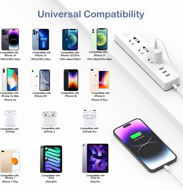 Alt view image 6 of 7 - iPhone 14 Charger Fast Charging,Fast Charger iPhone 2Pack 10Foot Extra Long