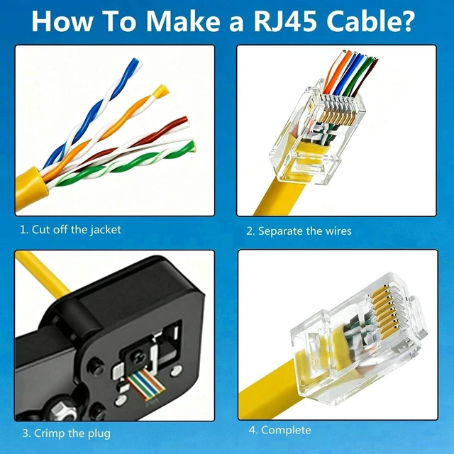 Alt view image 5 of 6 - 1000 Pcs Cat 6 Pass Through RJ45 Connectors, Gold Plated Cat 6 Ends / Cat6 Connector /RJ45 Modular Plugs/Ethernet Plugs/Network Connector for Solid or Stranded 8P8C UTP Ethernet Cable,Bag of 1000