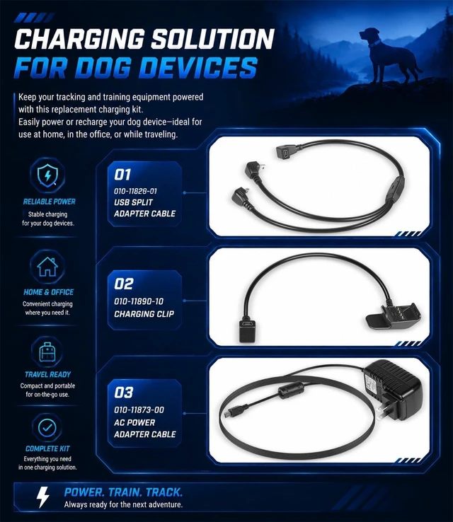Alt view image 2 of 7 - USB Split Adapter Cable & PRO Series Charging Clip & AC Adapter Cable Charger Kit Compatible with Garmin Dog Tracking Training Systems, Replaces for 010-11828-01, 010-11890-10, 010-11873-00