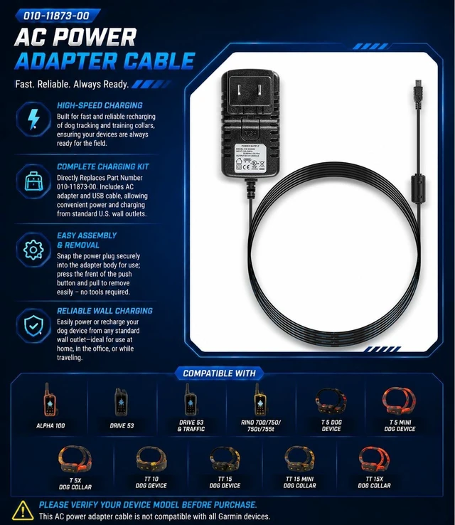 Alt view image 6 of 7 - USB Split Adapter Cable & PRO Series Charging Clip & AC Adapter Cable Charger Kit Compatible with Garmin Dog Tracking Training Systems, Replaces for 010-11828-01, 010-11890-10, 010-11873-00