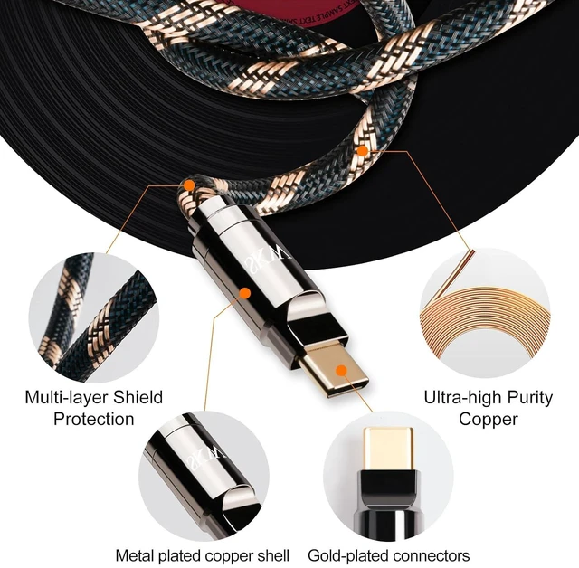 Alt view image 3 of 5 - SKW Audiophiles USB C to USB C Digital Audio Cable Compatible with Apple, MacBook, DAC, Power Amplifier 9.8ft(3 m)
