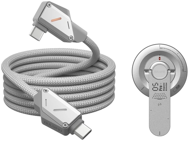 Main image of Aulumu M07 240W USB-C to USB-C Cable Gray 3.9FT + G05 Pro Magnetic Phone Kickstand with EDC Multi-Tool Silver