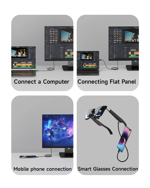 Alt view image 6 of 7 - Black,3.3FT 2Pack USB C Cable,USBC 80Gbps Data Transfer Compatible with Thunderbolt 5/4/3,Slim Connector,100W Fast Charging,16K/8K/4K HD Video Cord for Monitor,MacBook,iPhone 17/16,Docking.
