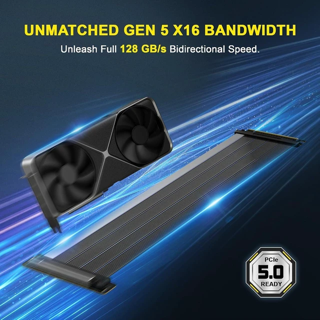 Alt view image 5 of 7 - PCIe 5.0 Riser Cable Gen5 x16, 50cm GPU Extension for RTX 5090/5080