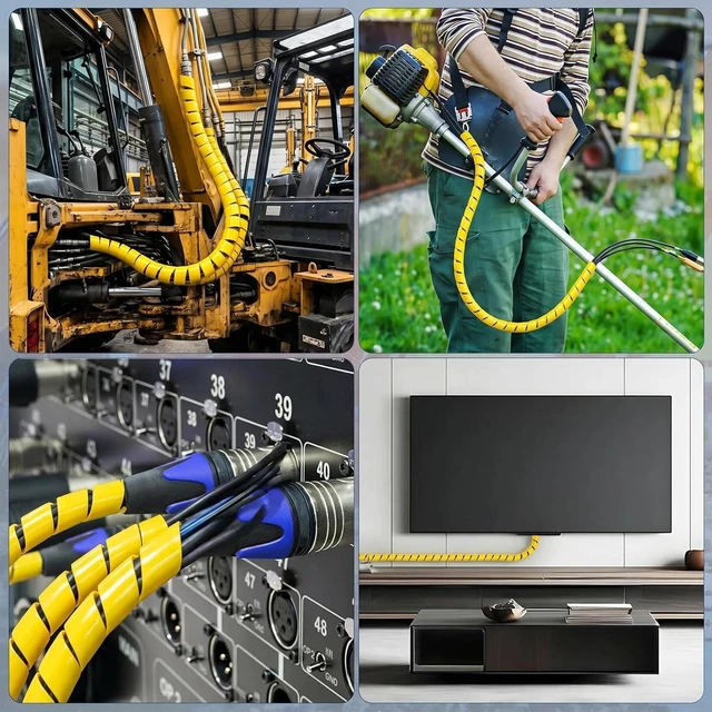 Alt view image 6 of 7 - Spiral Wrap Hose Protector 1.25" OD x 10 FT, Heavy Duty Hydraulic Hose Wrap, Yellow Flexible HDPE Cable Protector Sleeve for Hydraulic Hoses, Wire Harnesses & Automotive Cables