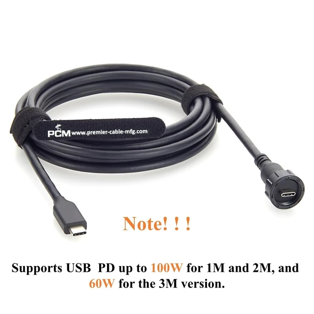 Alt view image 4 of 7 - IP67 Waterproof USB 3.1 Gen 2 Type-C Male to Male Cable Threaded Lock Industrial USB-C Cable 10Gbps Data Transfer, 100W Charging, DP 4K@60Hz for Embedded PC, HMI, Machine Vision (2M/6.6FT)
