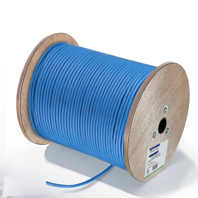 Main image of Cat6a UTP Ethernet Cable - 600Mhz, 10Gbps Max, 1000Ft, 23 AWG Solid Bare Copper, PoE++, 4 Twisted Pair Solid Bare Copper, CMR Rated Cable - UTP LAN Cat6a Cable (Blue)