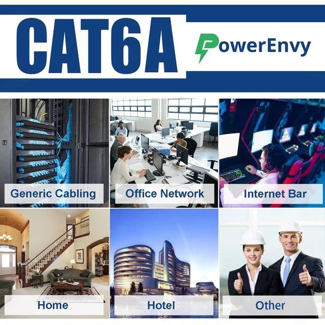 Alt view image 5 of 7 - Cat6a UTP Ethernet Cable - 600Mhz, 10Gbps Max, 1000Ft, 23 AWG Solid Bare Copper, PoE++, 4 Twisted Pair Solid Bare Copper, CMR Rated Cable - UTP LAN Cat6a Cable (Blue)