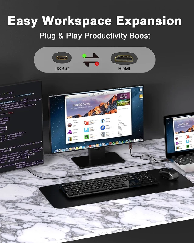 Alt view image 3 of 7 - 4K Fiber Optic USB C to HDMI Cable 50FT, 4K@60Hz Active Optical Type-C to HDMI 2.0 Cord, Thunderbolt 3/4 Compatible, for iPhone 15 Series, MacBook Pro, iPad Pro, S23, Surface, Dell, HP