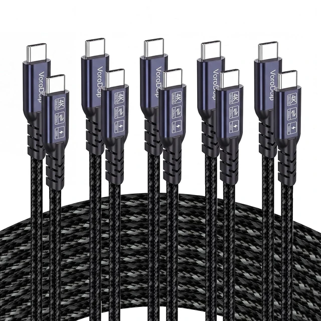 Main image of USB C to USB C Data Transfer Cable 6Ft 5 Pack, USB C 3.2 Gen 2x2 Cord