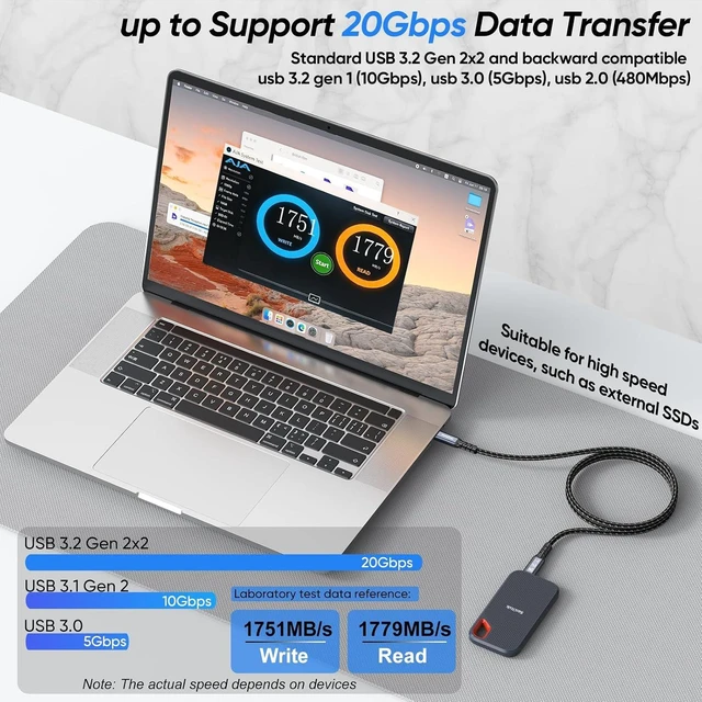 Alt view image 3 of 7 - USB C to USB C Data Transfer Cable 6Ft 5 Pack, USB C 3.2 Gen 2x2 Cord