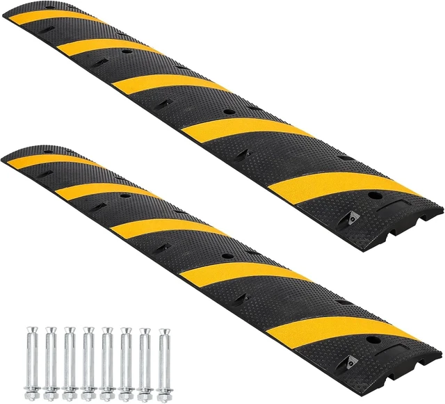 Alt view image 2 of 7 - 6FT Rubber Speed Bumps with Cable Protector 2 Pack, 66000 Lbs Capacity