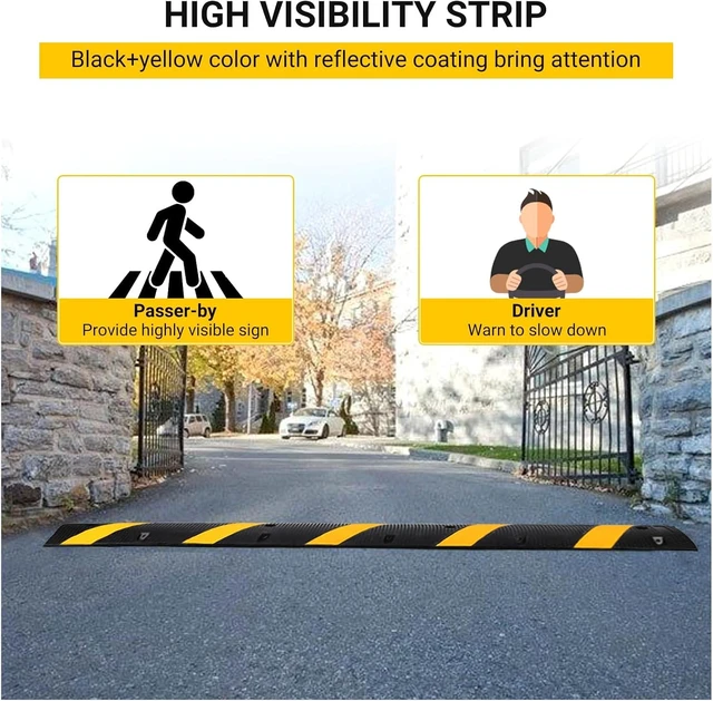 Alt view image 4 of 7 - 6FT Rubber Speed Bumps with Cable Protector 2 Pack, 66000 Lbs Capacity