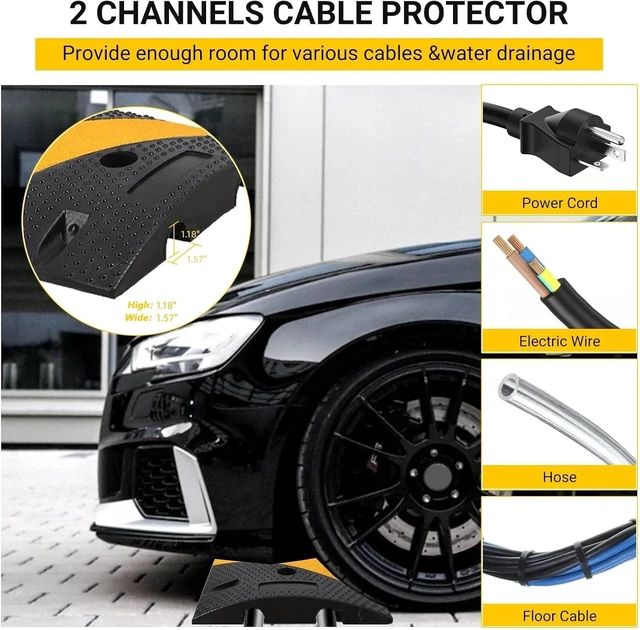 Alt view image 7 of 7 - 6FT Rubber Speed Bumps with Cable Protector 2 Pack, 66000 Lbs Capacity