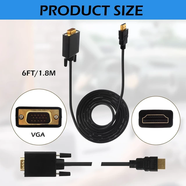 Alt view image 2 of 7 - 20 Pack Adapter Compatible with HDMI to VGA Cable 6 Feet