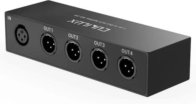 Main image of Cubilux 4-Way XLR Audio Passive Splitter, 1 Female to 4 Male XLR Balanced Distributor for Mic/Line, 1 in 4 Out Aluminum Splitter Box