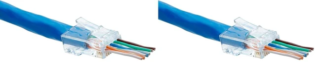 Main image of TRUE CABLE Cat6A Extra Large RJ45 Pass Through Connectors, Staggered, Unshielded (UTP) Modular Plug, UL Listed, EZ Crimp End, Gold Plated 3 Prong 8P8C, 20 Pieces (Pack of 2)