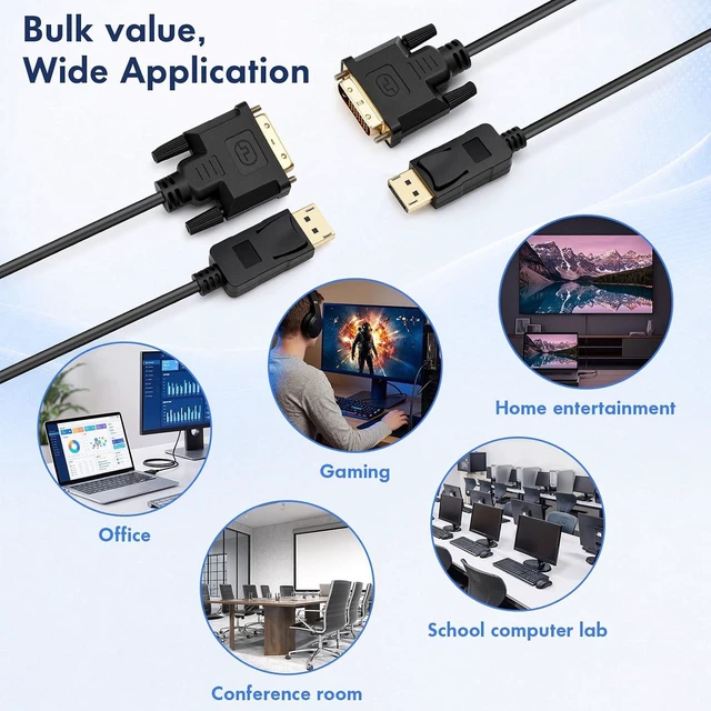 Alt view image 6 of 6 - 20 Pack Displayport to Dvi Cable 6 ft, Display Port to Dvi Adapter