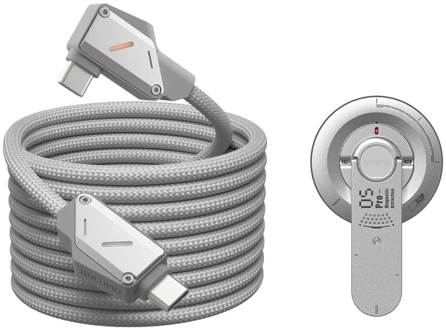 Main image of Aulumu M07 240W USB-C to USB-C Cable Gray 6.6FT + G05 Pro Magnetic Phone Kickstand with EDC Multi-Tool Silver