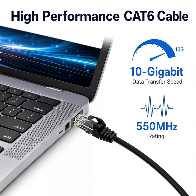 Alt view image 2 of 6 - 10Gbps Cat 6 Ethernet Cable (10 FT, 24 Pack), Pure Copper Cat6 Patch Cables